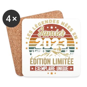 Légendaire depuis Janvier 2023 Vintage Cadeau 2023 - Dessous de verre (lot de 4) - blanc - Devant