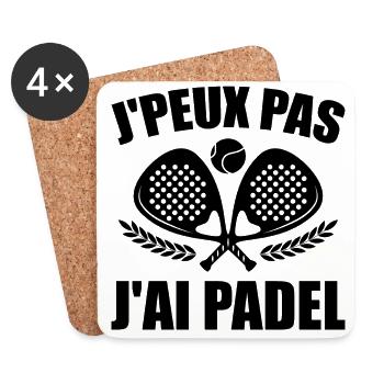 J'Peux Pas J'ai Padel Padel Raquette Padeliste - Dessous de verre (lot de 4) - blanc - Devant