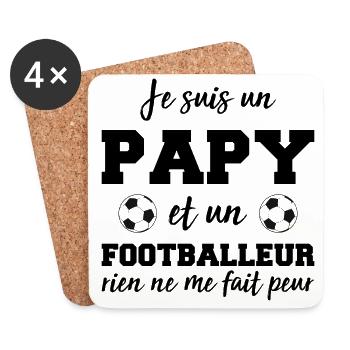 Papy Footballeur Humour Football Pour Grand-père - Dessous de verre (lot de 4) - blanc - Devant