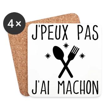 J'peux Pas J'ai Mâchon - Dessous de verre (lot de 4) - blanc - Devant