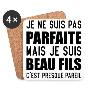 Je Ne Suis Pas Parfaite Mais Je Suis Beau Fils - Dessous de verre (lot de 4) - blanc - Devant