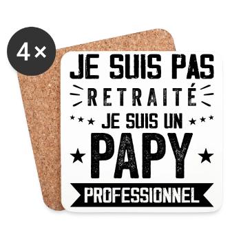 Pas Retraite Papy Professionnel Cadeau Papy - Dessous de verre (lot de 4) - blanc - Devant