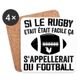 Si Le Rugby etait Facile ca s'appellerait du Foot - Dessous de verre (lot de 4) - blanc - Devant