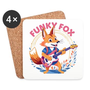 Funky Fox - guitariste - Dessous de verre (lot de 4) - blanc - Devant