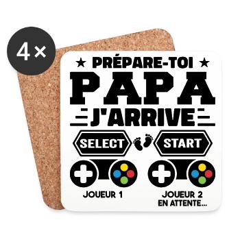 Prépare Toi Papa J'arrive - Annonce Grossesse - Dessous de verre (lot de 4) - blanc - Devant