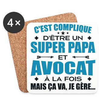 Super Papa und Anwalt - Humor Beruf Avocado Geschenk - Untersetzer (4er-Set) - Weiß - Vorne