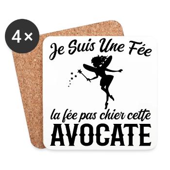 Je Suis Une Fée La Fée Pas Chier Cette Avocate - Dessous de verre (lot de 4) - blanc - Devant