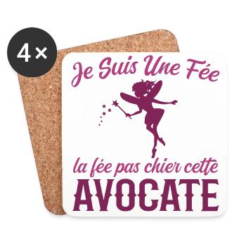 Je Suis Une Fée La Fée Pas Chier Cette Avocate - Dessous de verre (lot de 4) - blanc - Devant
