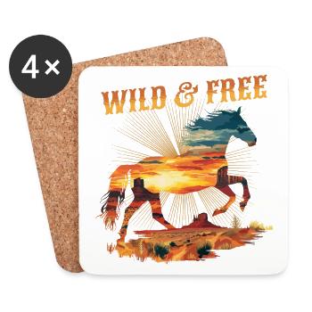 Pferd Wild West Western Reiten Wildnis Cowboy USA - Untersetzer (4er-Set) - Weiß - Vorne