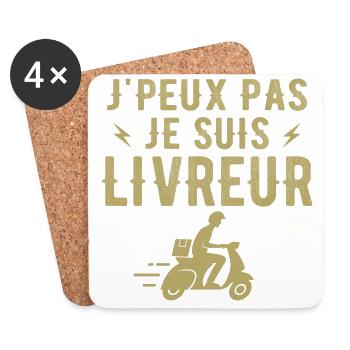 I can't I'm a delivery person - Coasters (set of 4) - white - Front
