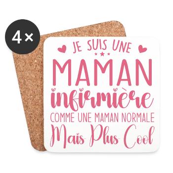 Cadeau Infirmière – Je Suis Une Maman Infirmière - Dessous de verre (lot de 4) - blanc - Devant