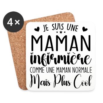 Cadeau Infirmière – Je Suis Une Maman Infirmière - Dessous de verre (lot de 4) - blanc - Devant