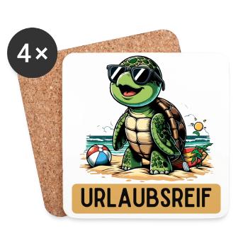Turtle Ready for Holiday - Coasters (set of 4) - white - Front