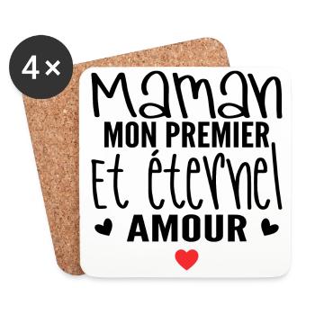 éternel amour cadeau maman - Dessous de verre (lot de 4) - blanc - Devant