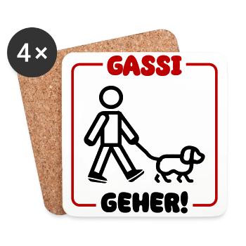 Gassi Gehen Hund - Untersetzer (4er-Set) - Weiß - Vorne