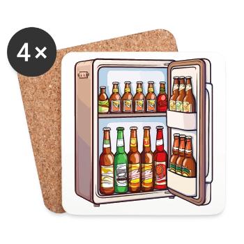 Bier Kühlschrank Bierflaschen Männer Saufen Lustig - Untersetzer (4er-Set) - Weiß - Vorne