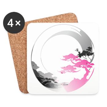 Japan modern enso rose - Coasters (set of 4) - white - Front