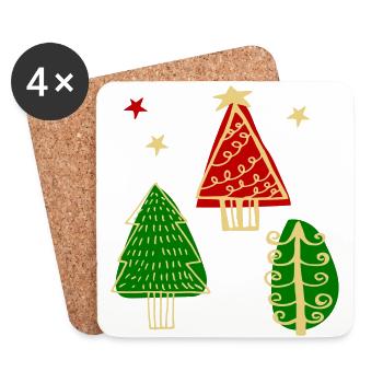Sapin de Noël - Dessous de verre (lot de 4) - blanc - Devant