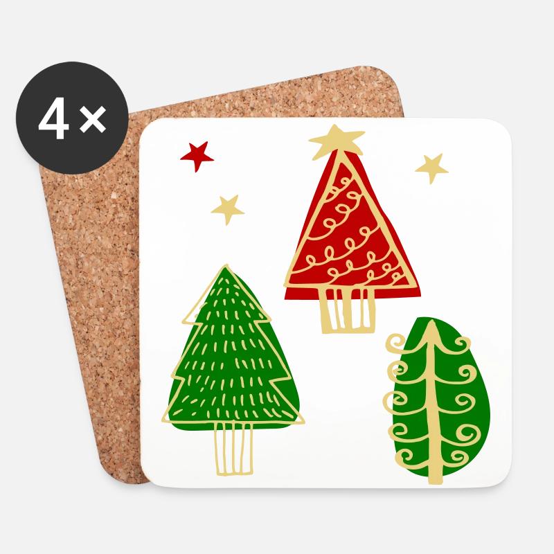 Weihnachten Tannenbaum - Untersetzer (4er-Set) - Weiß