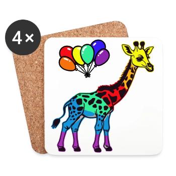 LGBT Gay Pride Girafe Arc-en-ciel Drapeau arc-en-ciel - Dessous de verre (lot de 4) - blanc - Devant