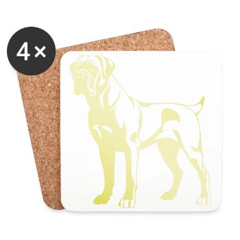 Bullmastiff Chien Silhouette - Dessous de verre (lot de 4) - blanc - Devant