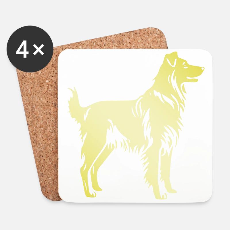 Australian Shepherd Hund Silhouette - Untersetzer (4er-Set) - Weiß