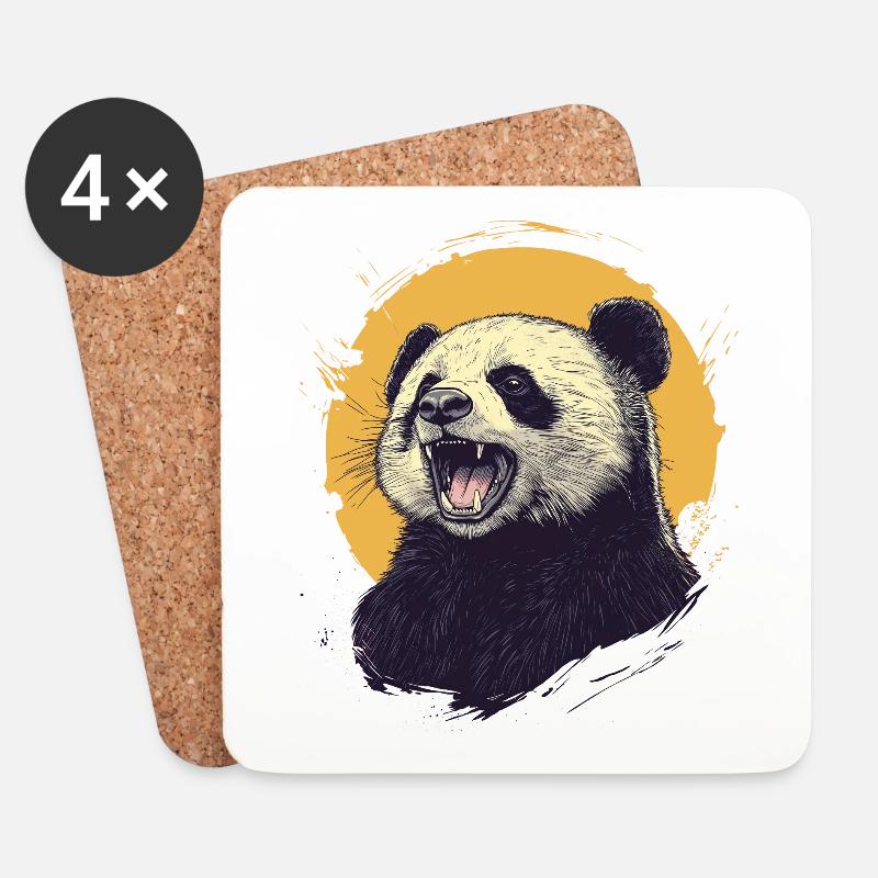 Panda - Untersetzer (4er-Set) - Weiß