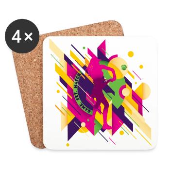 Buntes Tennis trifft Abstrakte Kunst 🎾 Sport - Untersetzer (4er-Set) - Weiß - Vorne