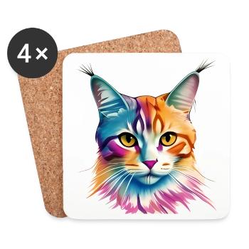 Chat - Dessous de verre (lot de 4) - blanc - Devant