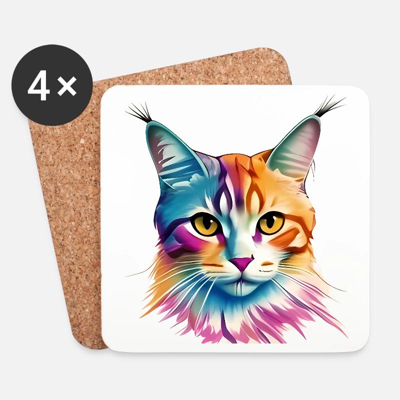 Katze - Untersetzer (4er-Set) - Weiß