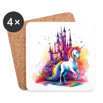 Unicorn Rainbow Castle Colorful Magic Fantasy - Coasters (set of 4) - white - Front