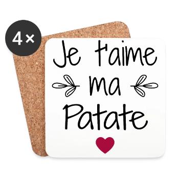 Je t'aime ma Patate - Dessous de verre (lot de 4) - blanc - Devant