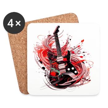Guitare électrique Guitare Guitariste Instrument de musique Rock - Dessous de verre (lot de 4) - blanc - Devant