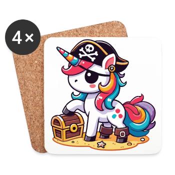 Unicorn Pirate Costume Halloween - Coasters (set of 4) - white - Front