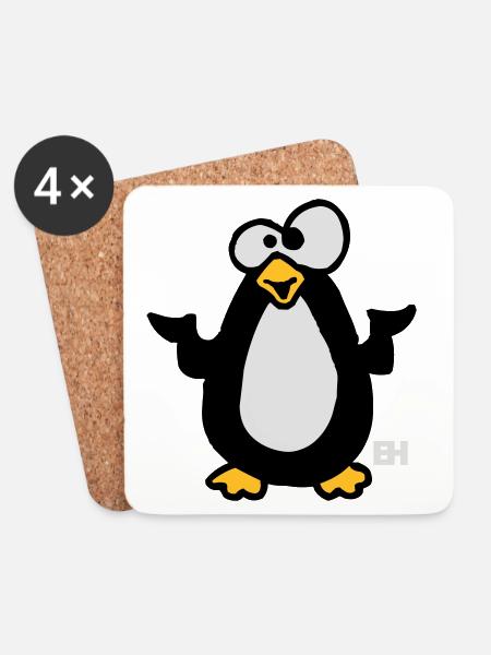 Penguin Three Color Design - Coasters (set of 4) - white