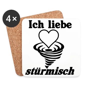 Ich liebe stürmisch Sturm Herz Liebe Geschenk - Untersetzer (4er-Set) - Weiß - Vorne