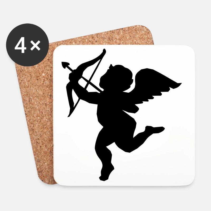 Ange avec arc et flèche, ange de l'amour - Dessous de verre (lot de 4) - blanc