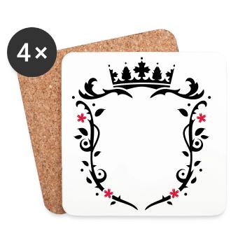un blason avec une couronne - Dessous de verre (lot de 4) - blanc - Devant