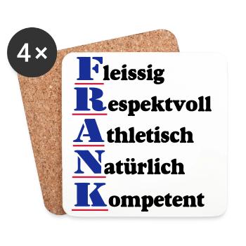 Frank , Vorname,Namensschild,Name,Fun Shirt (25) - Untersetzer (4er-Set) - Weiß - Vorne