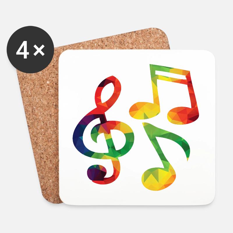 Bunte Musiknoten - Untersetzer (4er-Set) - Weiß