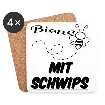 Biene mit Schwips lustig Spruch Bienen Alkohol - Untersetzer (4er-Set) - Weiß - Vorne