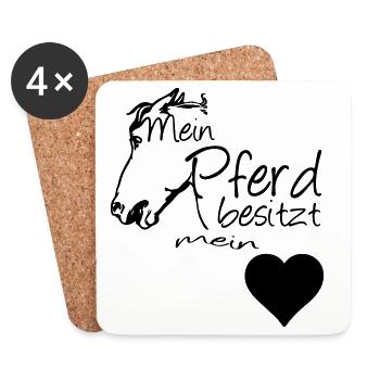 Mein Pferd - Mein Herz Geschenk - Untersetzer (4er-Set) - Weiß - Vorne