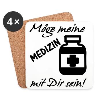 Meine Medizin Gesundheit, Arzt, Sprüche,Geschenk - Untersetzer (4er-Set) - Weiß - Vorne