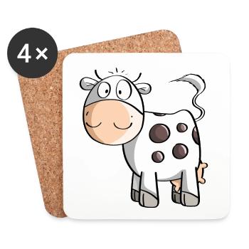 Funny Dotted Cow - Cows - Comic - Kids - Coasters (set of 4) - white - Front