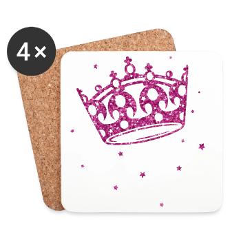 Princesses crown with glitter - Coasters (set of 4) - white - Front
