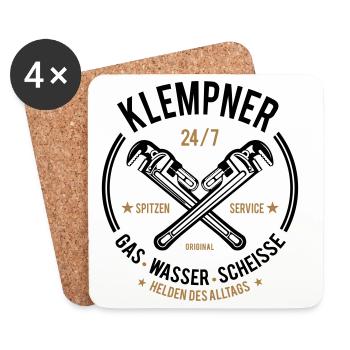 Klempner - Gas, Wasser, Scheiße - Untersetzer (4er-Set) - Weiß - Vorne