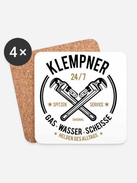 Klempner - Gas, Wasser, Scheiße - Untersetzer (4er-Set) - Weiß