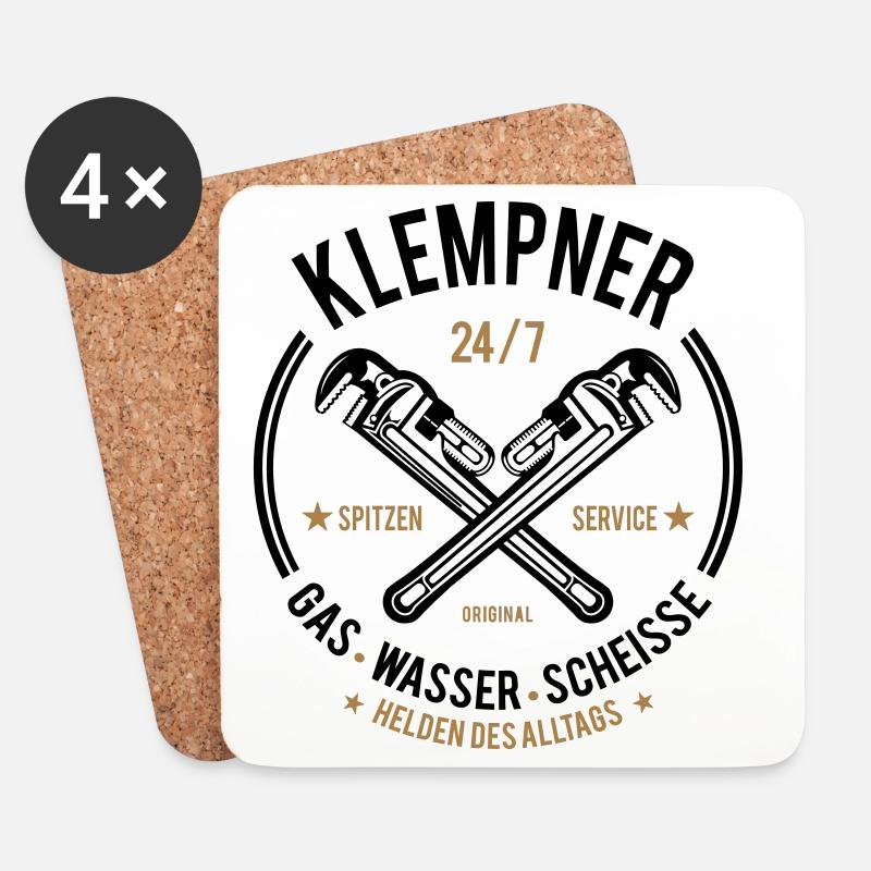 Klempner - Gas, Wasser, Scheiße - Untersetzer (4er-Set) - Weiß