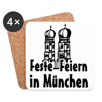 München Bayern Geschenk - Untersetzer (4er-Set) - Weiß - Vorne