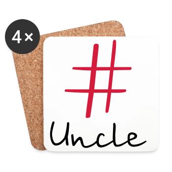 #Uncle Hashtag Social Media I Geschenkidee Onkel - Untersetzer (4er-Set) - Weiß - Vorne